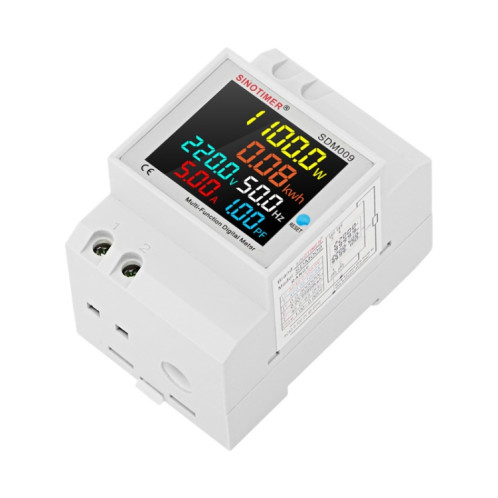 SINOTIMER SDM009 Compteur multifonctionnel sur rail Din monophasé, tension, courant, fréquence, facteur de puissance, électricité, modèle : AC250-450V externe SS0004818-09